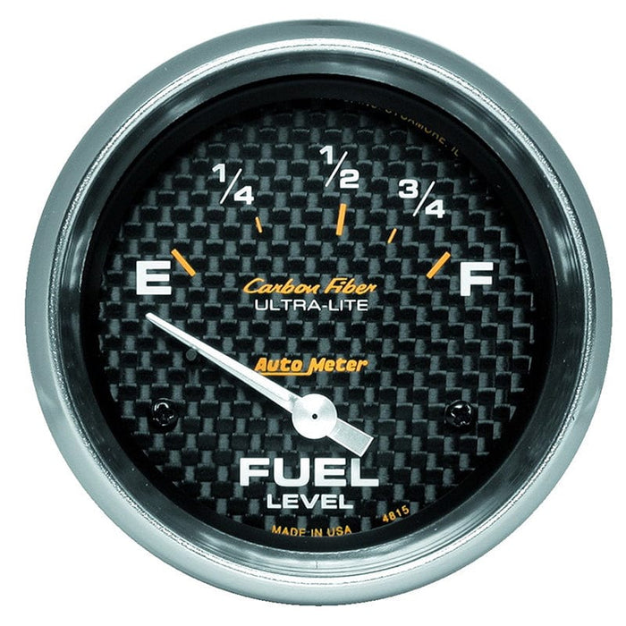 AUTOMETER 2-5/8", Short Sweep Electric, Ford, 73 ohms Empty/10 ohms Full Carbon Fiber Series Fuel Level Gauge AU4815 Autofit