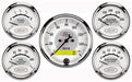 AUTOMETER 3-1/8" Elect Speedo, 2-1/16" Oil Press, Water Temp, Fuel Level, Voltm Ford White Masterpiece 5 Piece Gauge Kit AU880087 Autofit