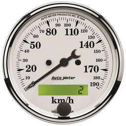 AUTOMETER 3-1/8", In-Dash, Electric, Programmable, 0-190 kph Old Tyme White Speedometer AU1688-M Autofit