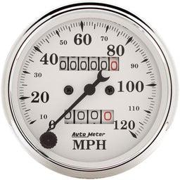 AUTOMETER 3-1/8", In-Dash, Mechanical, 0-120 mph Old Tyme White Speedometer AU1693 Autofit