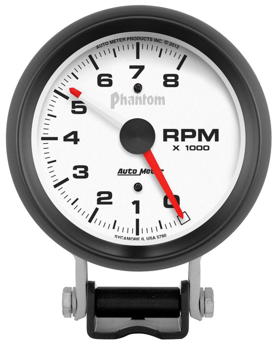 AUTOMETER 3-3/4", Pedestal Mount, Adjustable Red Line Indicator, 0-8,000 rpm Phantom Series Tachometer AU5780 Autofit