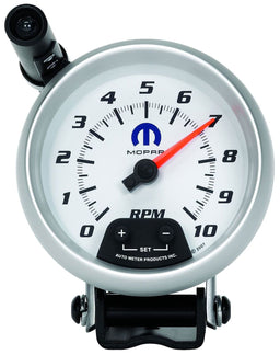 AUTOMETER 3-3/4", White Dial/Silver Bezel, Pedestal Mount , Shift-Lite, 0-10,00 Mopar Mini-Monster Tachometer AU880037 Autofit