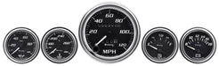 AUTOMETER 3-3/8" 0-120 mph Speedometer, 2" Fuel Level, Water Temperature, Oil P Equus 5 Gauge Black Face Kit AUE7500 Autofit