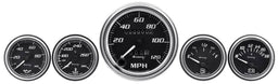 AUTOMETER 3-3/8" 0-120 mph Speedometer, 2" Fuel Level, Water Temperature, Oil P Equus 5 Gauge Black Face Kit AUE7500 Autofit