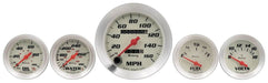 AUTOMETER 3-3/8" 0-120 mph Speedometer, 2" Fuel Level, Water Temperature, Oil P Equus 5 Gauge White Face Kit AUE8500 Autofit
