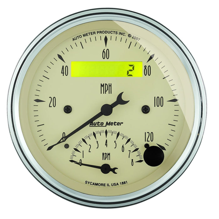AUTOMETER 3-3/8", Electric, In-Dash, Programmable, 0-120 mph, 0-8,000 rpm Antique Beige Tach Speedo Combo AU1881 Autofit