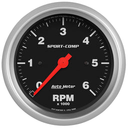 AUTOMETER 3-3/8", In-Dash, 0-6,000 rpm Sport-Comp Series Tachometer AU3996 Autofit