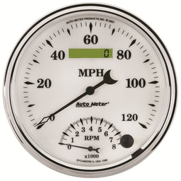 AUTOMETER 5", In-Dash, Electric, 0-120 mph, 0-8,000 rpm Old Tyme White II Tach Speedo Combo AU1290 Autofit