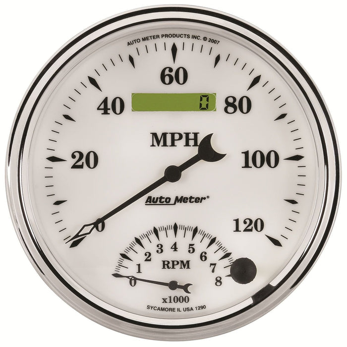 AUTOMETER 5", In-Dash, Electric, 0-120 mph, 0-8,000 rpm Old Tyme White II Tach Speedo Combo AU1290 Autofit