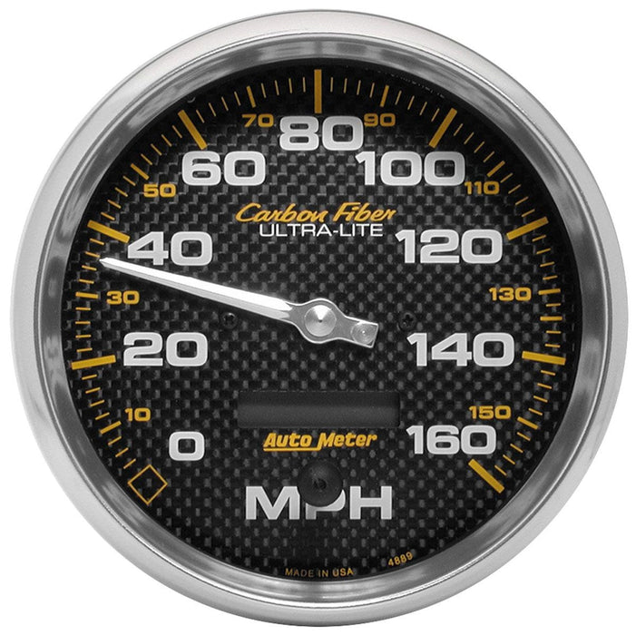 AUTOMETER 5", In-Dash, Electric, Programmable, 0-160 mph Carbon Fiber Series Speedometer AU4889 Autofit