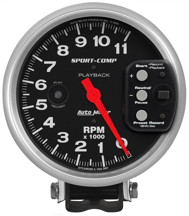AUTOMETER 5", Pedestal Mount, 0-11,000 rpm Sport-Comp Series Playback Tachometer AU3967 Autofit