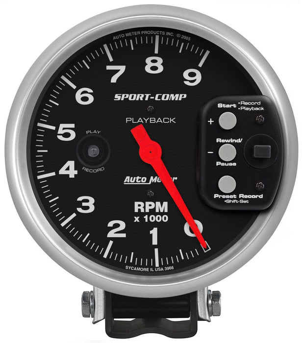 AUTOMETER 5", Pedestal Mount, 0-9,000 rpm Sport-Comp Series Playback Tachometer AU3966 Autofit