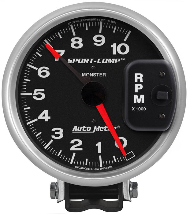 AUTOMETER 5", Pedestal Mount, Adjustable Redline Pointer, 0-10,000 rpm Sport-Comp Series Monster Tachometer AU3900 Autofit