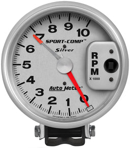 AUTOMETER 5", Pedestal Mount, Adjustable Redline Pointer, 0-10,000 rpm Sport-Comp Silver Tachometer AU3910 Autofit