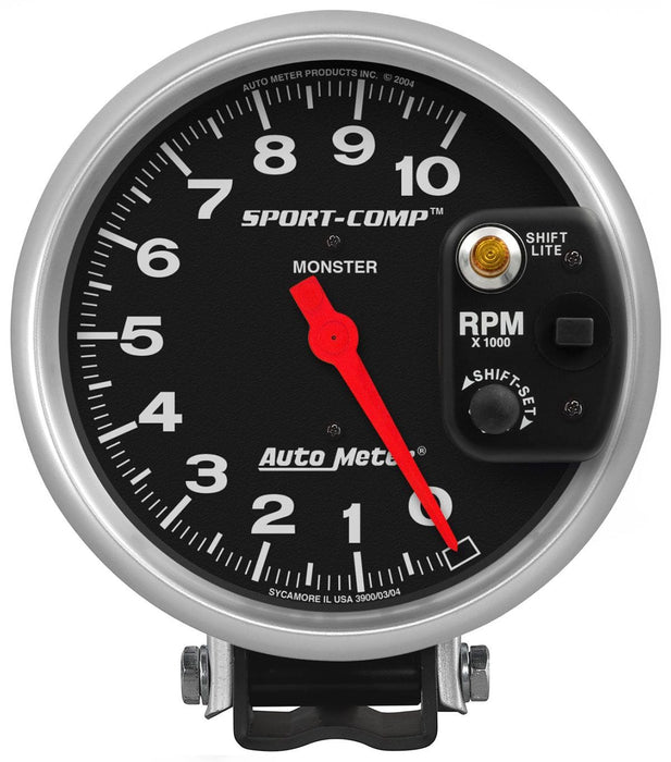 AUTOMETER 5", Pedestal Mount,, Amber light on shield, 0-10,000 rpm Sport-Comp Series Shift-Lite Tachometer AU3903 Autofit