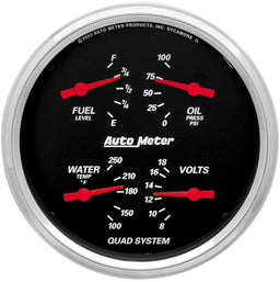 AUTOMETER 5", Short Sweep Electric, Fuel Level, Water Temperature, Oil Pressure Designer Black Series Quad Gauge AU1410 Autofit