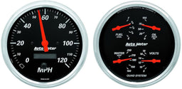 AUTOMETER 5", Speedometer, Fuel Level, Water Temperature, Oil Pressure, Voltmet Designer Black Series Quad Gauge/Speedometer Kit AU1403 Autofit