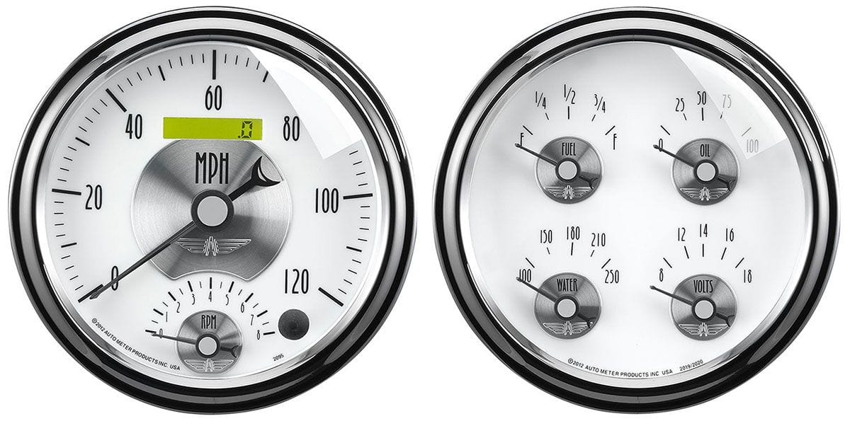 AUTOMETER 5", Speedometer, Fuel Level, Water Temperature, Oil Pressure, Voltmet Prestige Series - Pearl Quad Gauge/Speedometer Kit AU2008 Autofit
