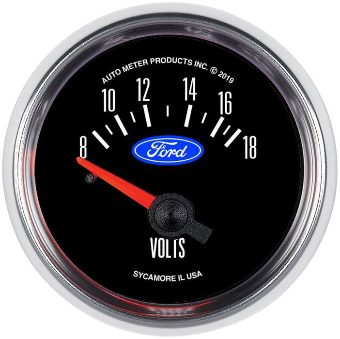 AUTOMETER 8-18 Volts Ford Logo Series 2-1/16" Voltmeter, Chrome Bezel AU880823 Autofit