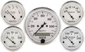 AUTOMETER Electric Speedometer, Fuel Level, Water Temperature, Oil Pressure, Vo Old Tyme White Series 5-Gauge Kit AU1602 Autofit