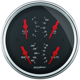AUTOMETER Fuel Level, Oil Pressure, Water Temp and Volts Designer Black Series 3-3/8" Quad Gauge AU1414 Autofit
