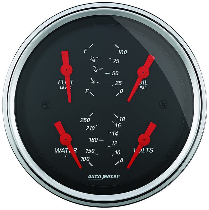 AUTOMETER Fuel Level, Oil Pressure, Water Temp and Volts Designer Black Series 3-3/8" Quad Gauge AU1414 Autofit