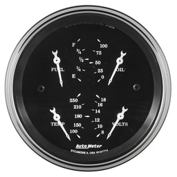 AUTOMETER Fuel Level, Oil Pressure, Water Temp and Volts Old Tyme Black Series 3-3/8" Quad Gauge AU1713 Autofit