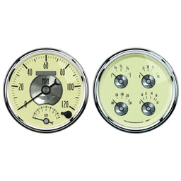 AUTOMETER Prestige Antique Ivory Series 5" Quad Speedo & Tacho Gauge Kit AU2004 Autofit