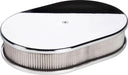 BILLET 11-7/8"L x 8-3/8"W x 3"H Polished Aluminium Small Oval Air Cleaner Assembly - Plain BS15329 Autofit
