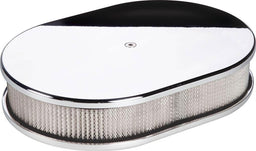 BILLET 11-7/8"L x 8-3/8"W x 3"H Polished Aluminium Small Oval Air Cleaner Assembly - Plain BS15329 Autofit