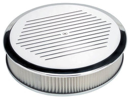 BILLET 14" x 3" Polished Aluminium Round Air Cleaner Assembly - Ball Milled BS15820 Autofit