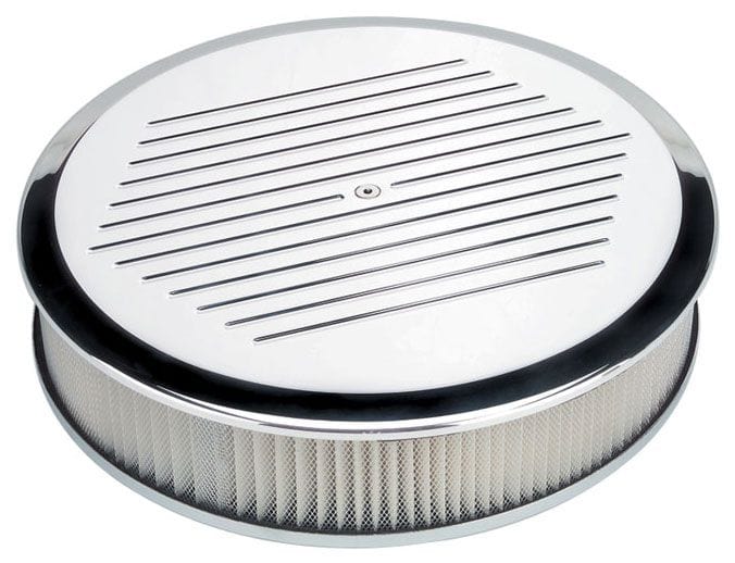 BILLET 14" x 3" Polished Aluminium Round Air Cleaner Assembly - Ball Milled BS15820 Autofit