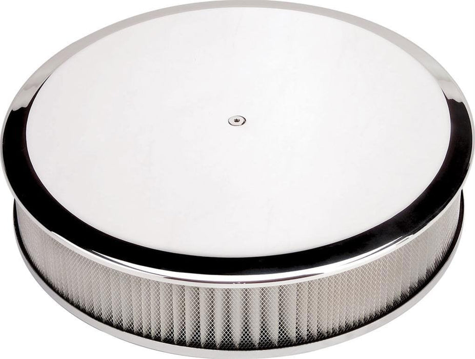 BILLET 14" x 3" Polished Aluminium Round Air Cleaner Assembly - Plain BS15829 Autofit