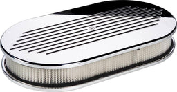 BILLET 15"L x 8-1/2"W x 3"H Polished Aluminium Large Oval Air Cleaner Assembly - Ball Milled BS15420 Autofit