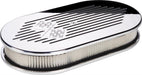 BILLET 15"L x 8-1/2"W x 3"H Polished Aluminium Large Oval Air Cleaner Assembly - Cross Flags BS15427 Autofit