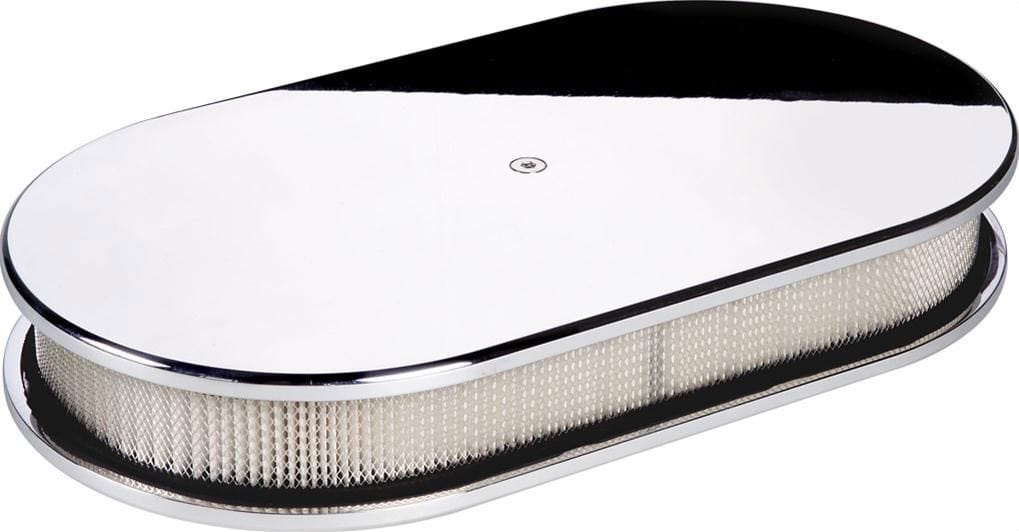 BILLET 15"L x 8-1/2"W x 3"H Polished Aluminium Large Oval Air Cleaner Assembly - Plain BS15429 Autofit