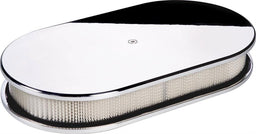 BILLET 15"L x 8-1/2"W x 3"H Polished Aluminium Large Oval Air Cleaner Assembly - Plain BS15429 Autofit