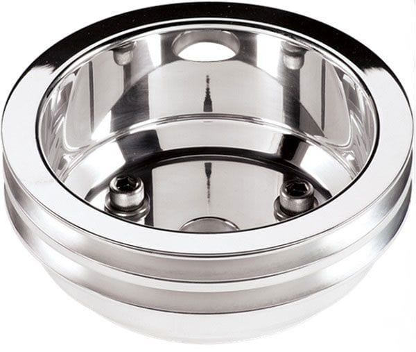 BILLET 2-Groove Suit BB Chev With Long Water Pump Crankshaft Pulley - Polished BS79220 Autofit