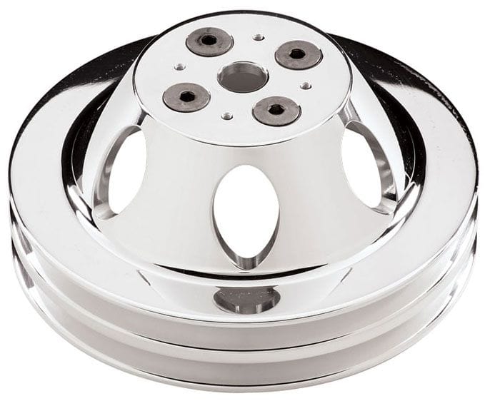 BILLET 2-Groove Suit BB Chev With Short Water Pump Water Pump Pulley - Polished BS82220 Autofit