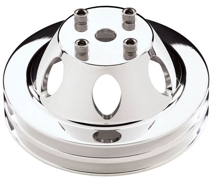BILLET 2-Groove Suit SB & BB Chev With Long Water Pump Water Pump Pulley - Polished BS78120 Autofit