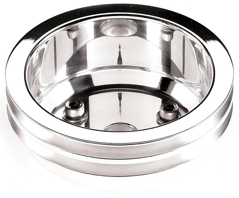 BILLET 2-Groove Suit SB Chev With Long Water Pump Crankshaft Pulley - Polished BS78220 Autofit