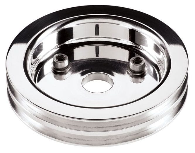BILLET 2-Groove Suit SB Chev With Short Water Pump Crankshaft Pulley - Polished BS81220 Autofit