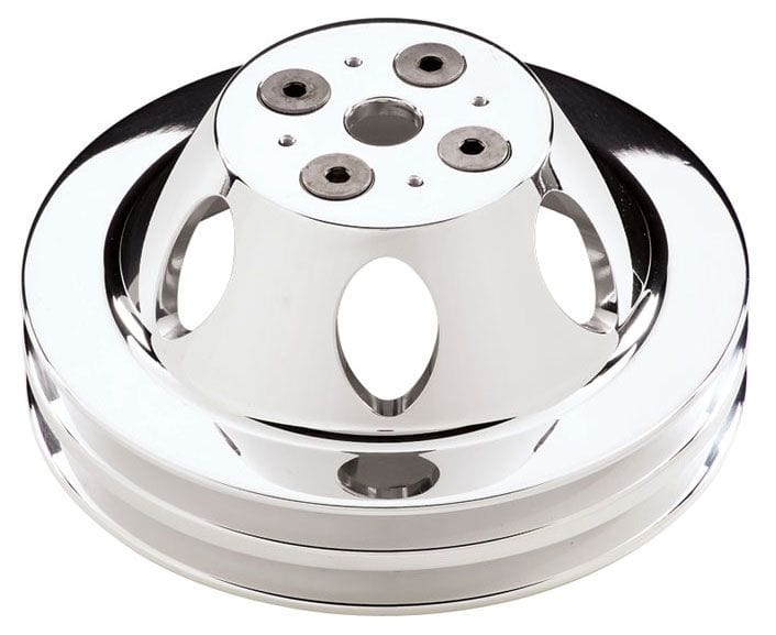 BILLET 2-Groove Suit SB Chev With Short Water Pump Water Pump Pulley - Polished BS80220 Autofit