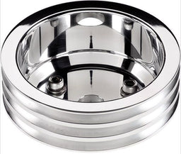 BILLET 3-Groove Suit BB Chev With Long Water Pump Crankshaft Pulley - Polished BS79230 Autofit