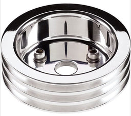 BILLET 3-Groove Suit BB Chev With Short Water Pump Crankshaft Pulley - Polished BS83320 Autofit