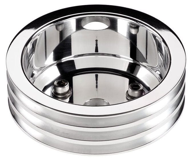 BILLET 3-Groove Suit SB Chev With Long Water Pump Crankshaft Pulley - Polished BS78230 Autofit