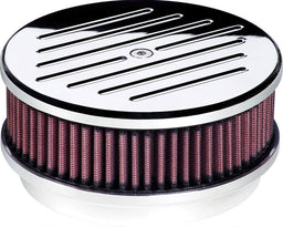 BILLET 6-3/8" x 3" With K&N Filter Polished Aluminium Air Cleaner Assembly - Ball Milled BS15120 Autofit