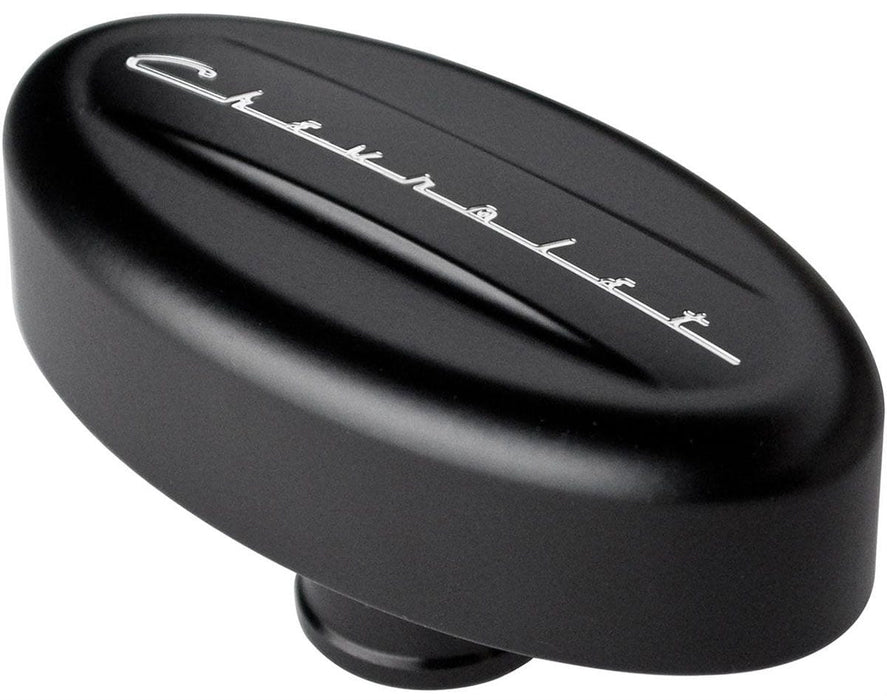 BILLET Oval Black With Retro "Chevrolet" Script Valve Cover Breather BSBLK20923 Autofit