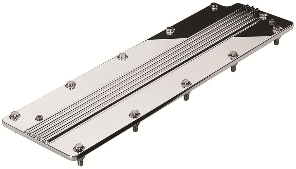 BILLET Ribbed Suit GM LS Series With Carburetted Manifold Valley Cover - Polished BS95050 Autofit
