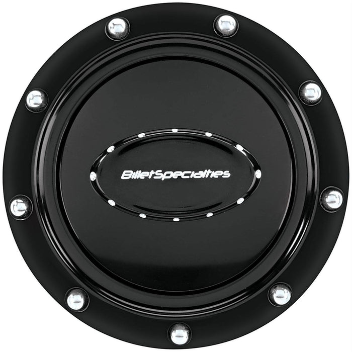 BILLET Riveted With Black Logo & Polished Rivets Pro Style Horn Button - Black Anodized BS32719 Autofit